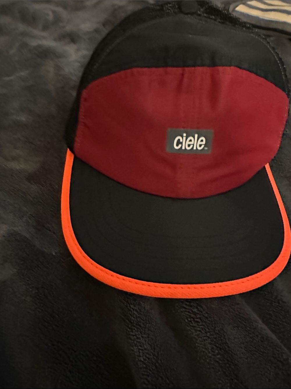 Ciele Running Cap in Red Rock & Black with Orange Trim